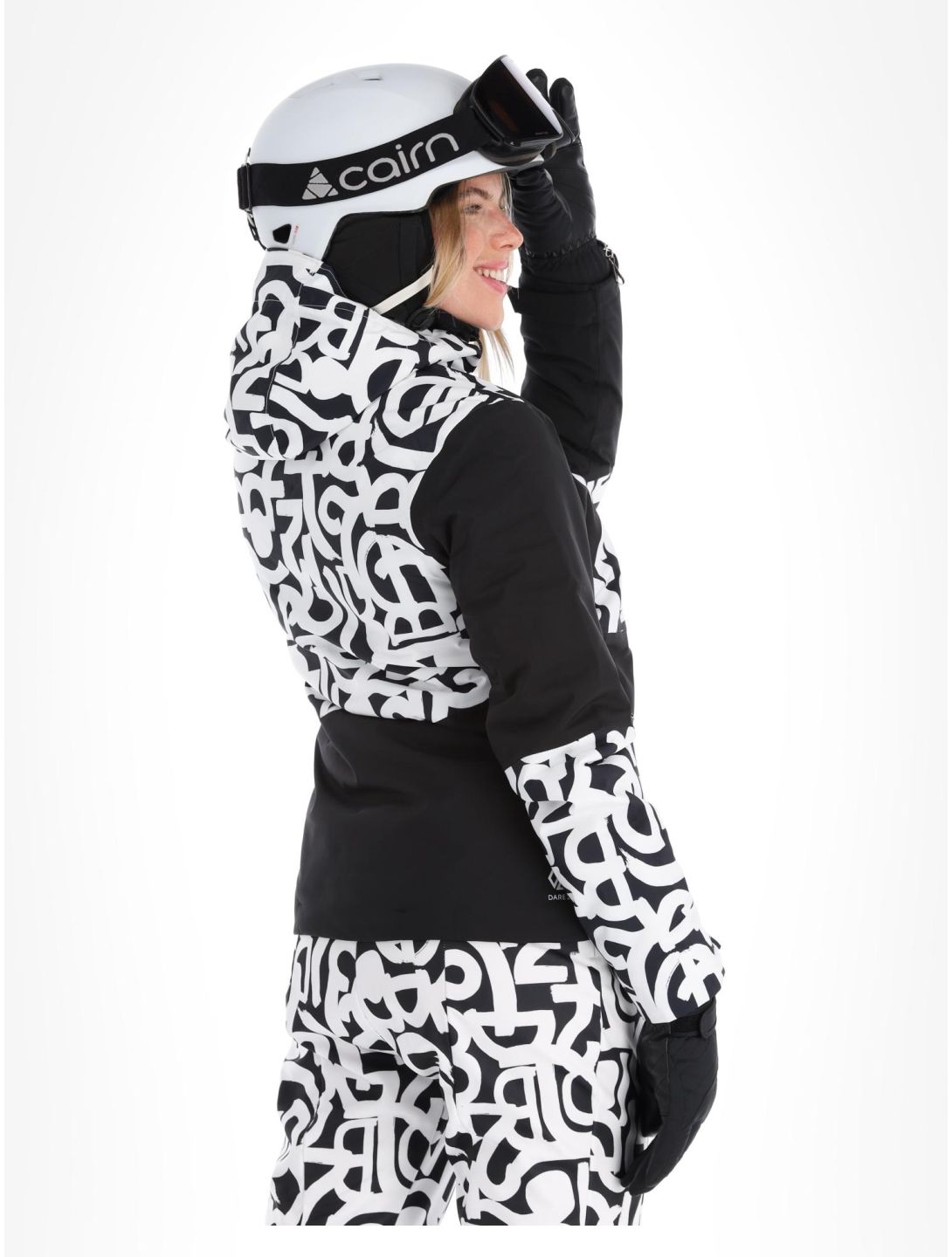 Dare2b, Ice ski-jas dames Black and White Graffiti Print / Black wit, zwart 