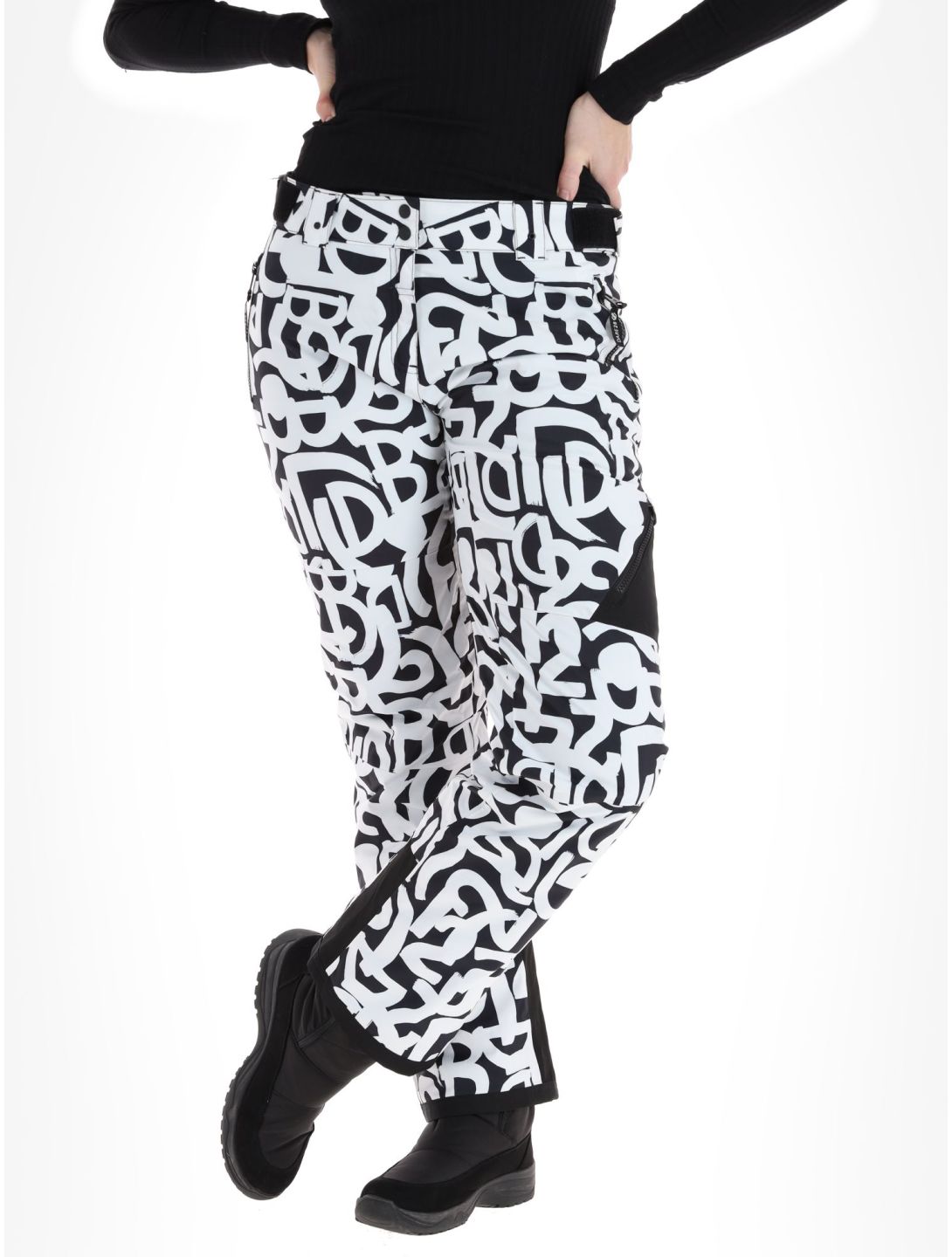 Dare2b, Ice skibroek dames Black and White Graffiti Print wit, zwart 