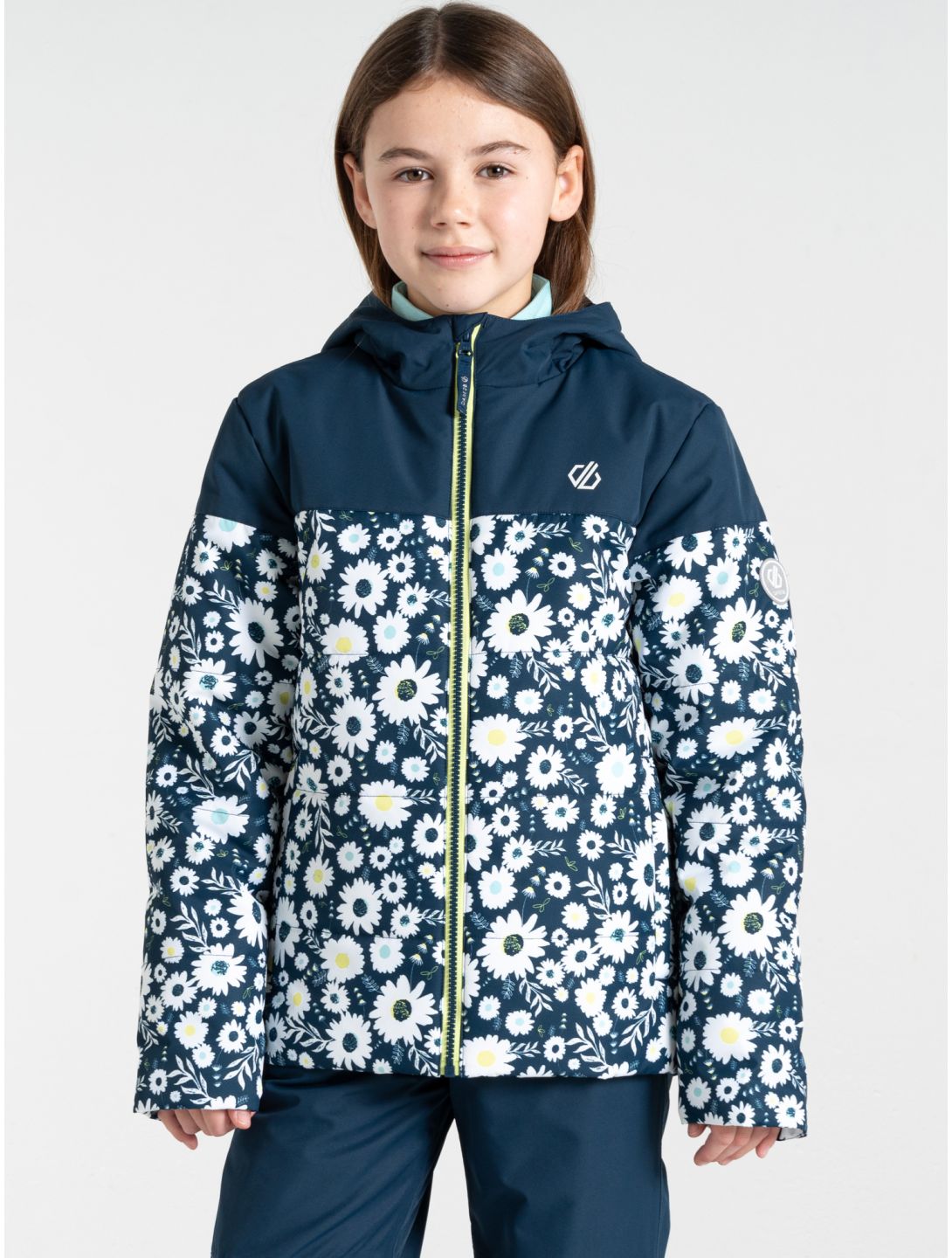 Dare2b, Liftie ski-jas kinderen Moonlight Denim / Moonlight Denim Daisy Print blauw, wit 