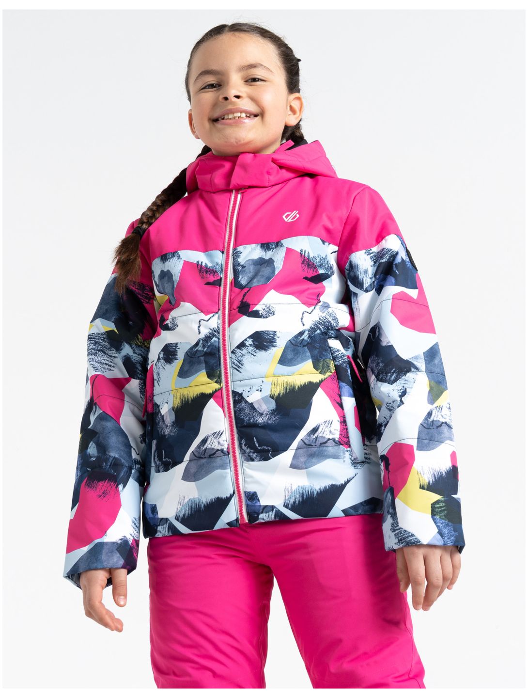 Dare2b, Liftie ski-jas kinderen Pure Pink / Quiet Blue Abstract Mountain Print blauw, roze 