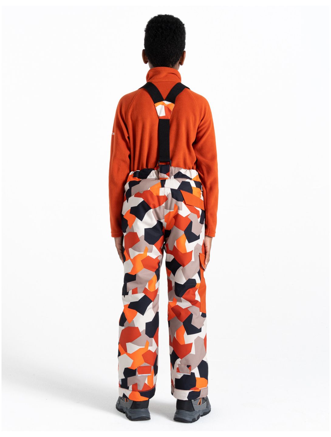 Dare2b, Pow skibroek kinderen Puffins Orange Geo Camo Print oranje 