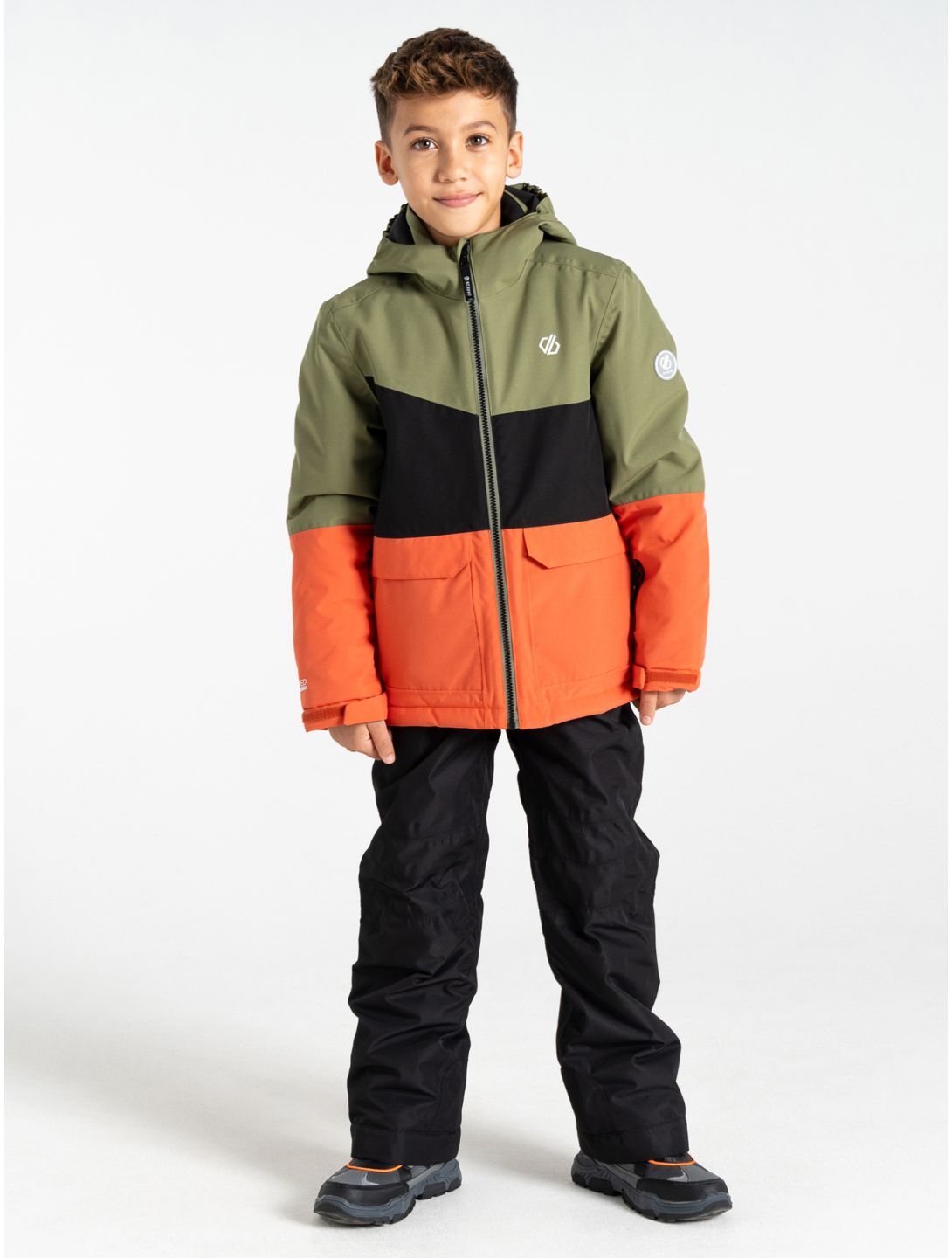 Dare2b, Steazy III ski-jas kinderen Olivine Green / Black / Orange Rust groen, oranje, zwart 