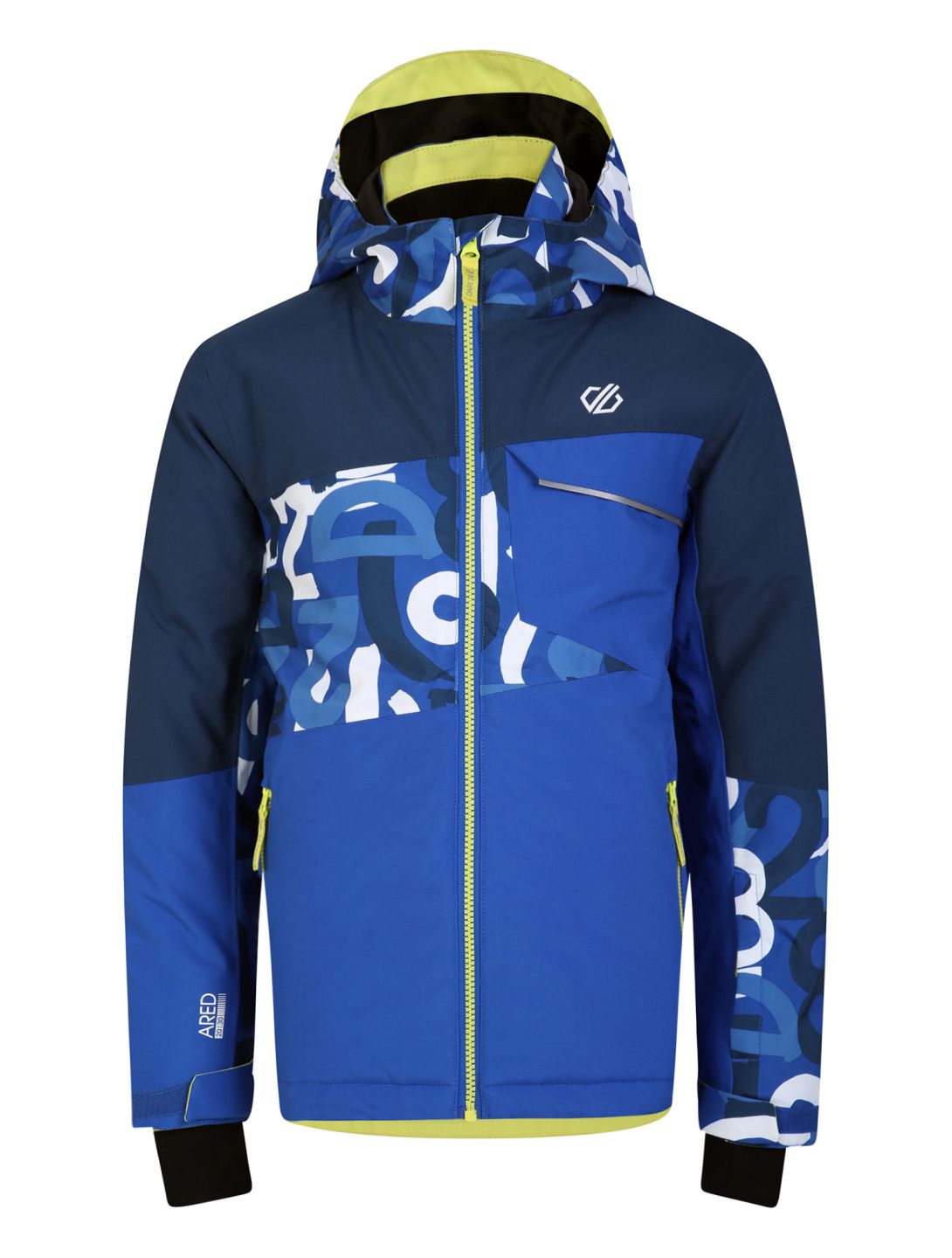 Dare2b, Traverse ski-jas kinderen Olympian Blue Graffiti Print / Moonlight Denim blauw 