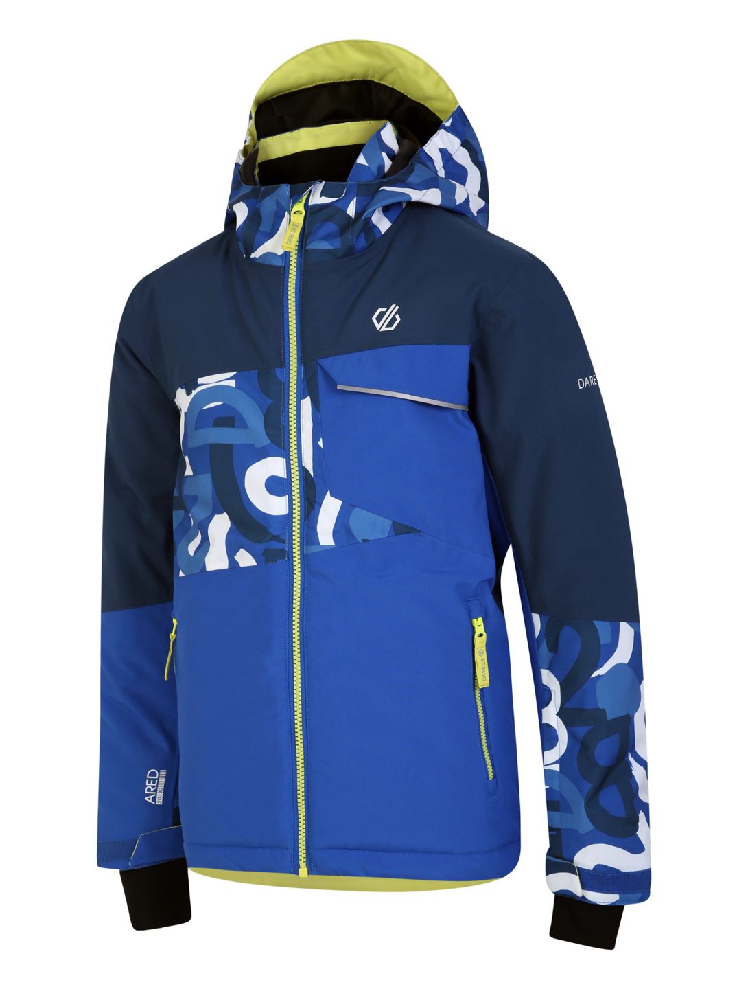 Dare2b, Traverse ski-jas kinderen Olympian Blue Graffiti Print / Moonlight Denim blauw 