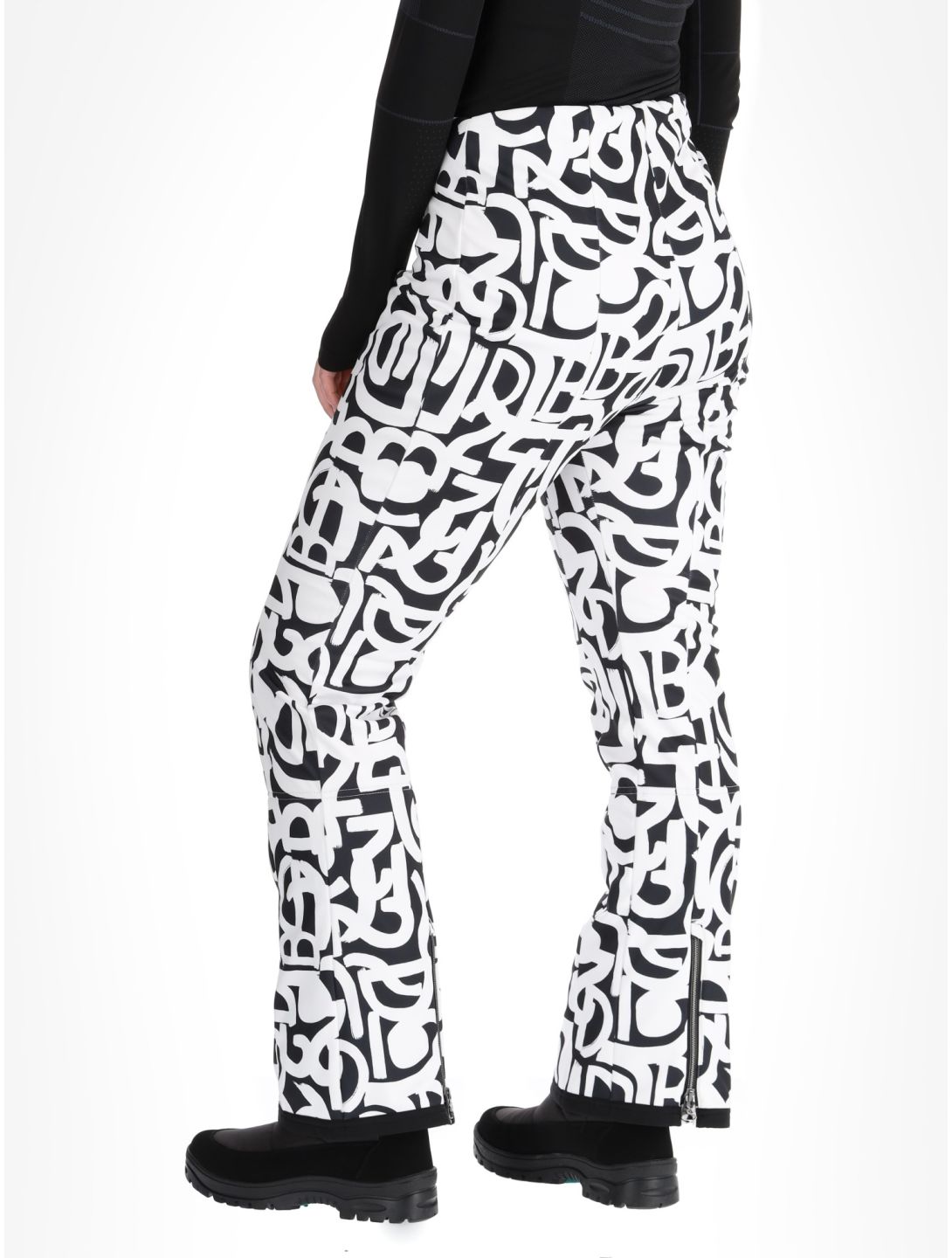 Dare2b, Upshill BC Skibroek Softshell dames Black and White Graffiti Print Wit, Zwart 