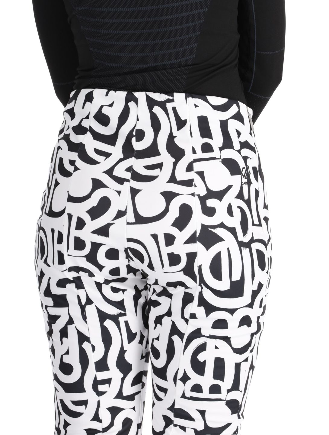 Dare2b, Upshill BC Skibroek Softshell dames Black and White Graffiti Print Wit, Zwart 