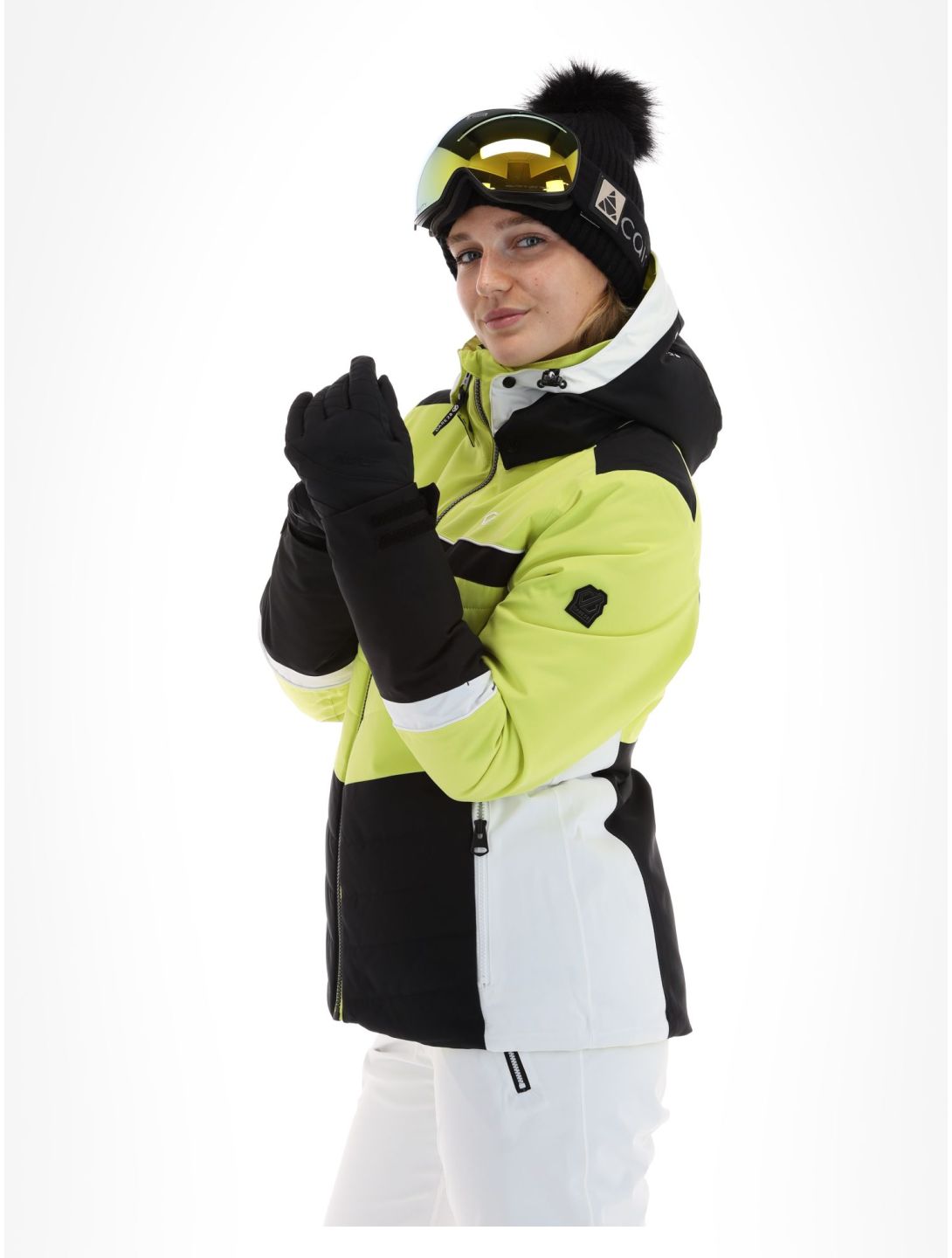 Dare2b, Vitilised ski-jas dames Yellow Plum / Black geel, zwart 