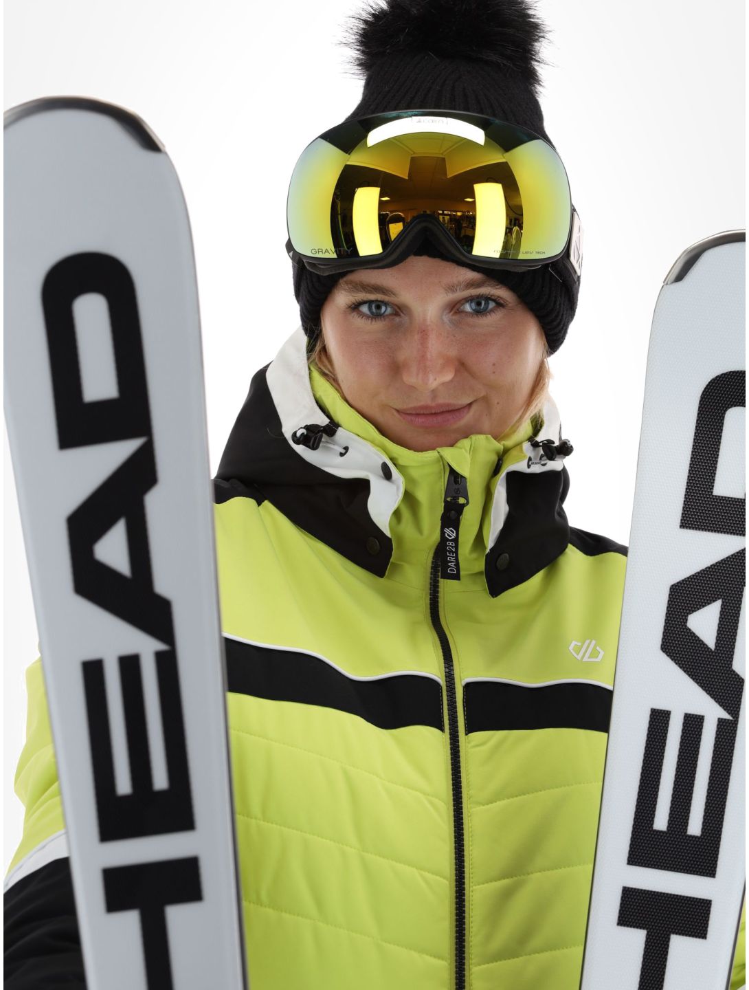 Dare2b, Vitilised ski-jas dames Yellow Plum / Black geel, zwart 