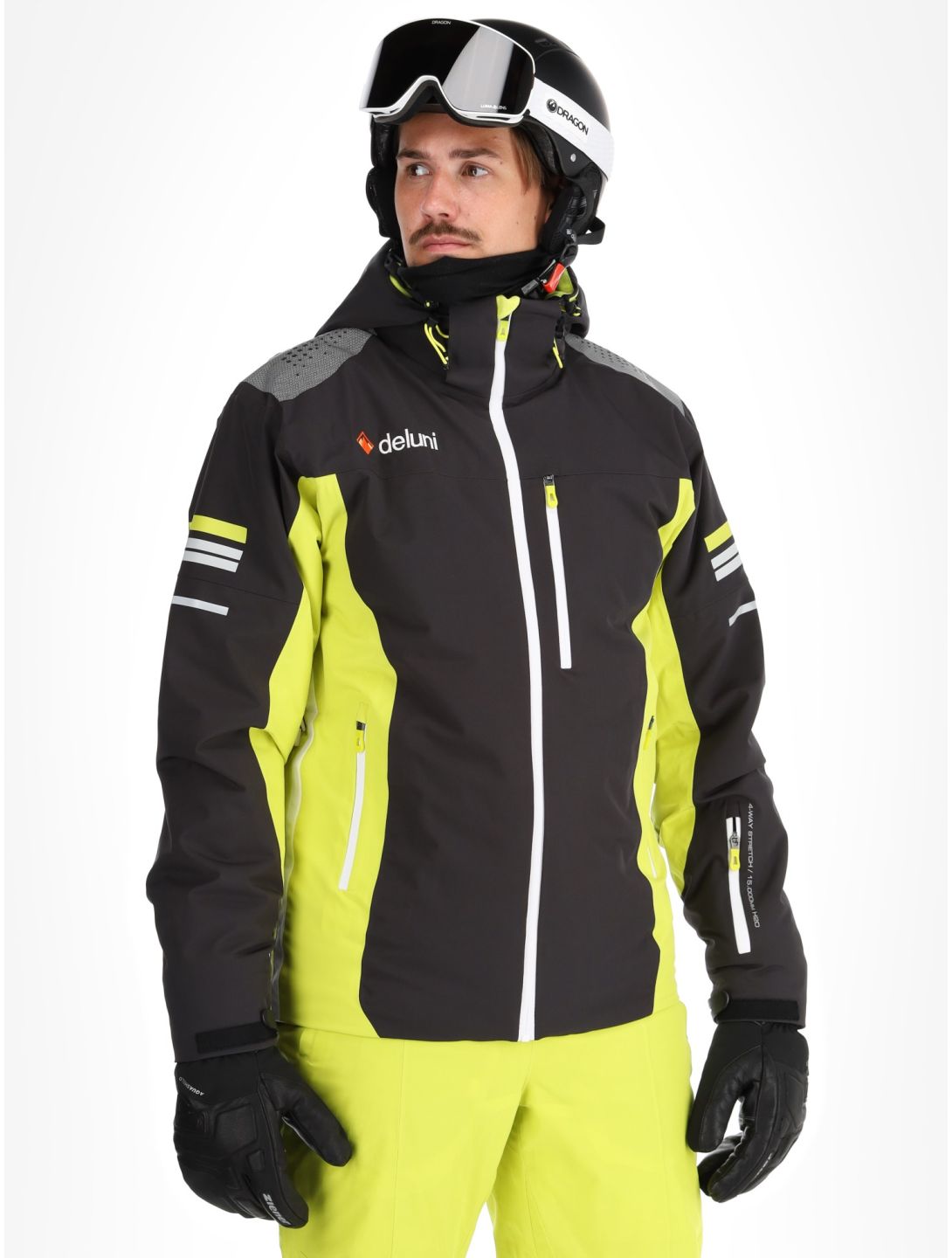 Deluni, Challenger 4 ski-jas heren Black / Yellow Lime geel, zwart 