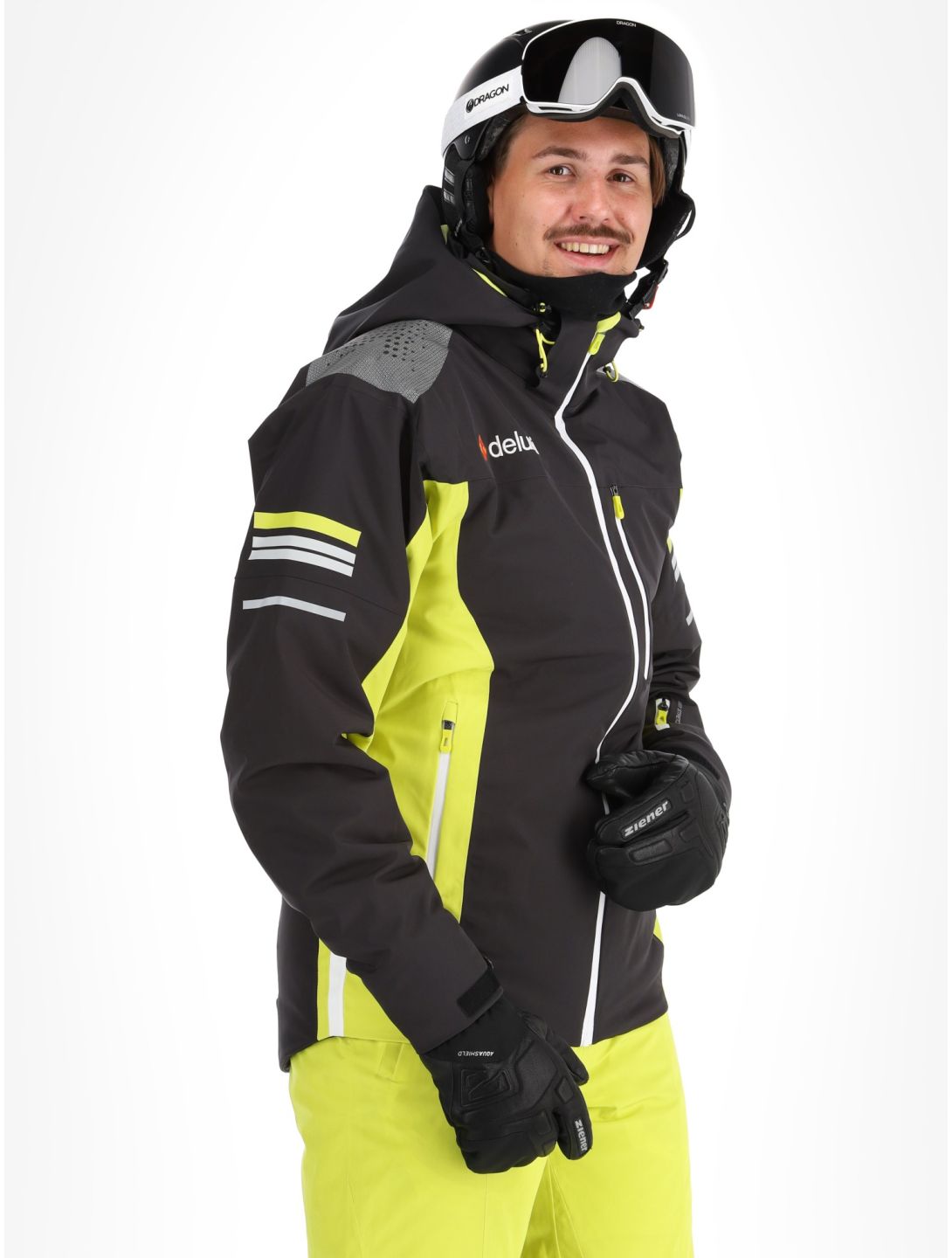 Deluni, Challenger 4 ski-jas heren Black / Yellow Lime geel, zwart 