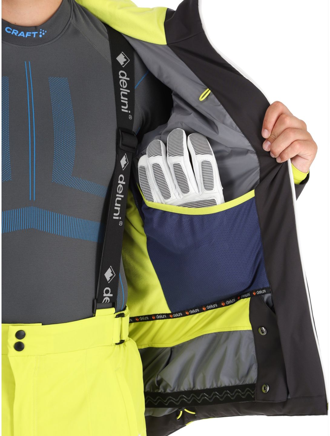 Deluni, Challenger 4 ski-jas heren Black / Yellow Lime geel, zwart 