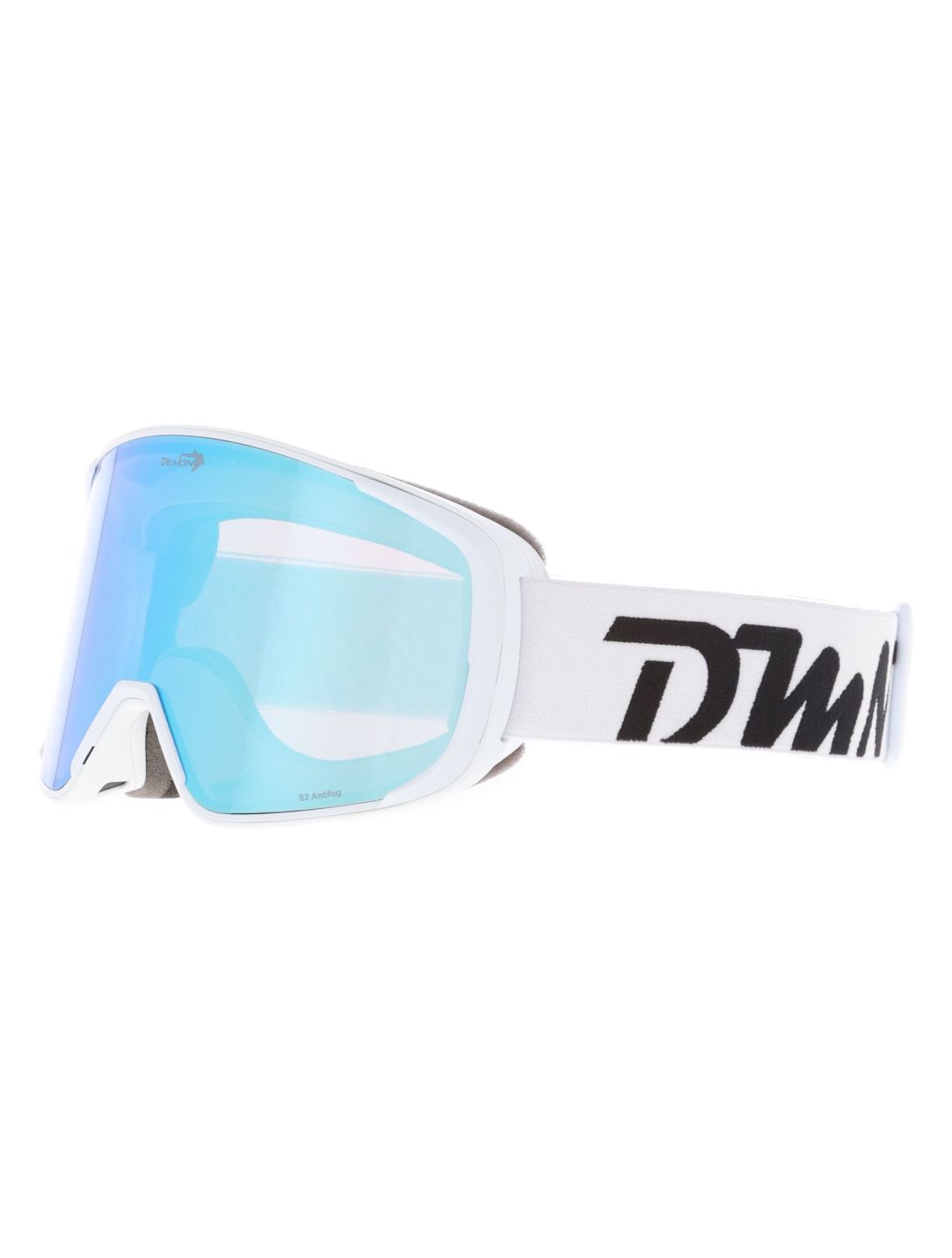 Demon, Provider skibril unisex Matt White Blue - Orange Blue Mirror 