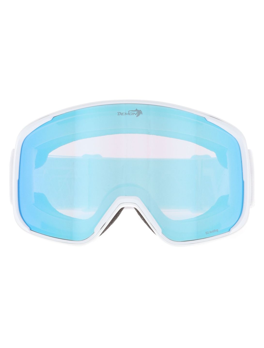 Demon, Provider skibril unisex Matt White Blue - Orange Blue Mirror 