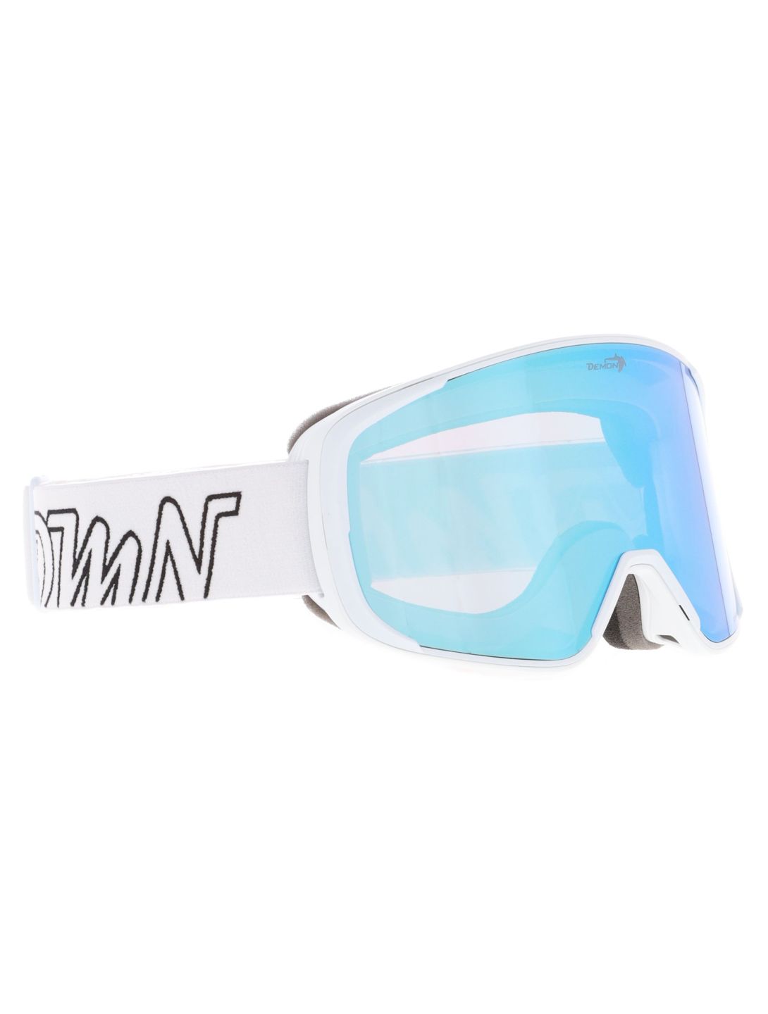 Demon, Provider skibril unisex Matt White Blue - Orange Blue Mirror 