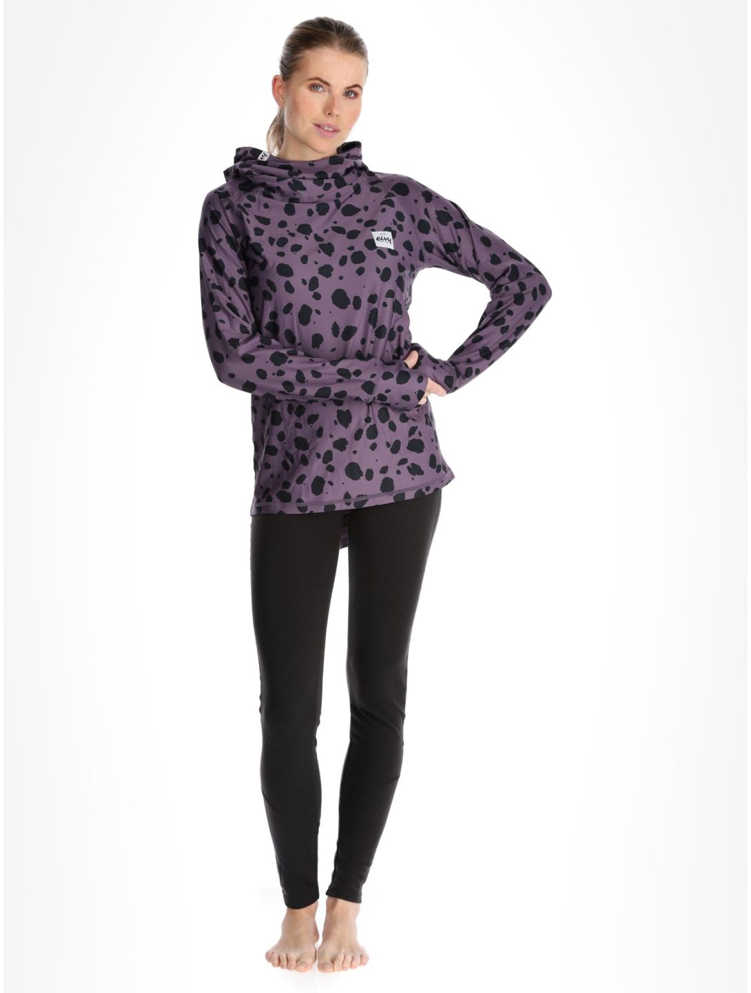 Eivy, Icecold Hood FA Thermoshirt dames Purple Cheetah Paars, Zwart 