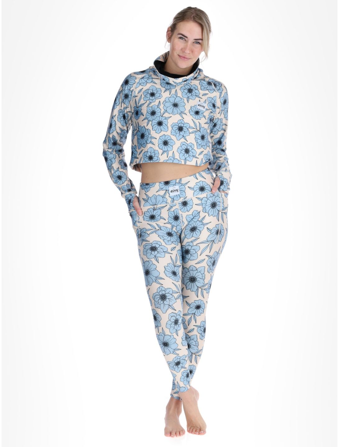 Eivy, Pocket FB Thermobroek dames Blue Flower Blauw, Wit 