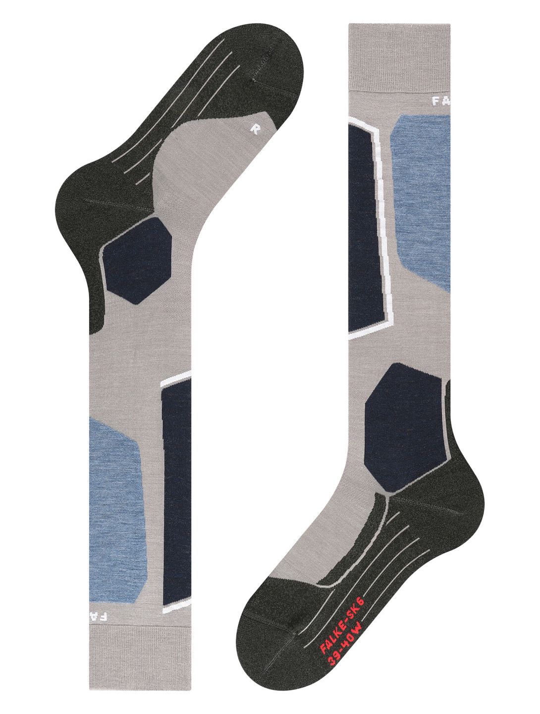 Falke, SK6 Pro skisokken dames M. Grey Melange grijs 