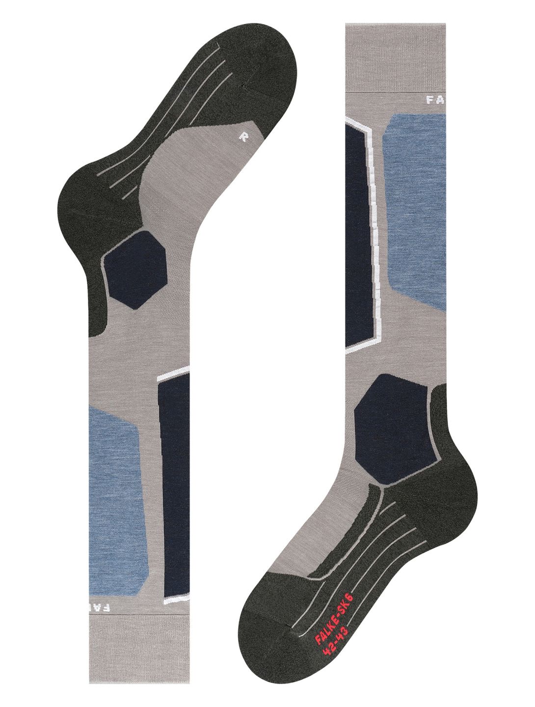 Falke, SK6 Pro skisokken heren M. Grey Melange grijs 