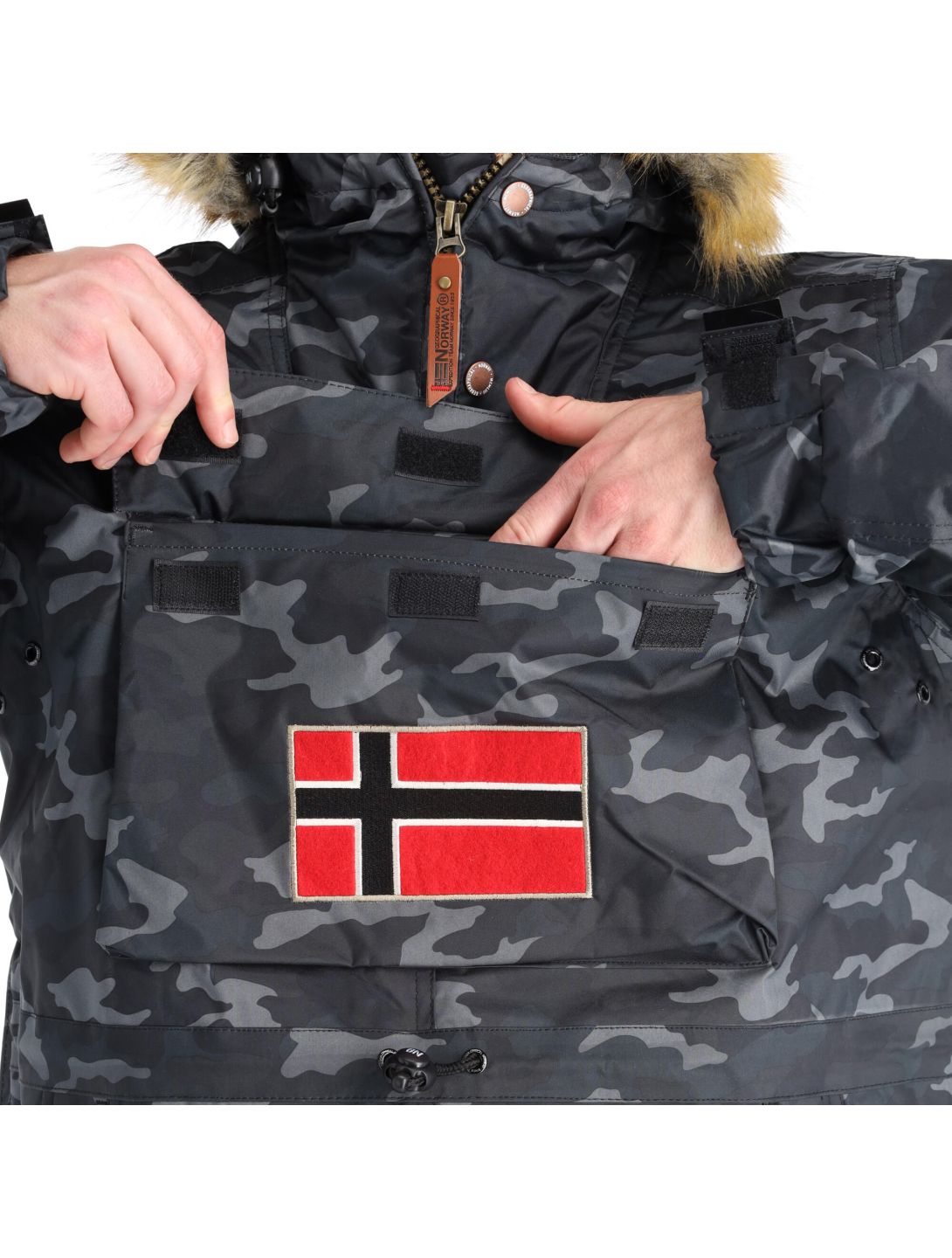 Geographical Norway, Barman Men Camo 068 winter anorak heren zwart 