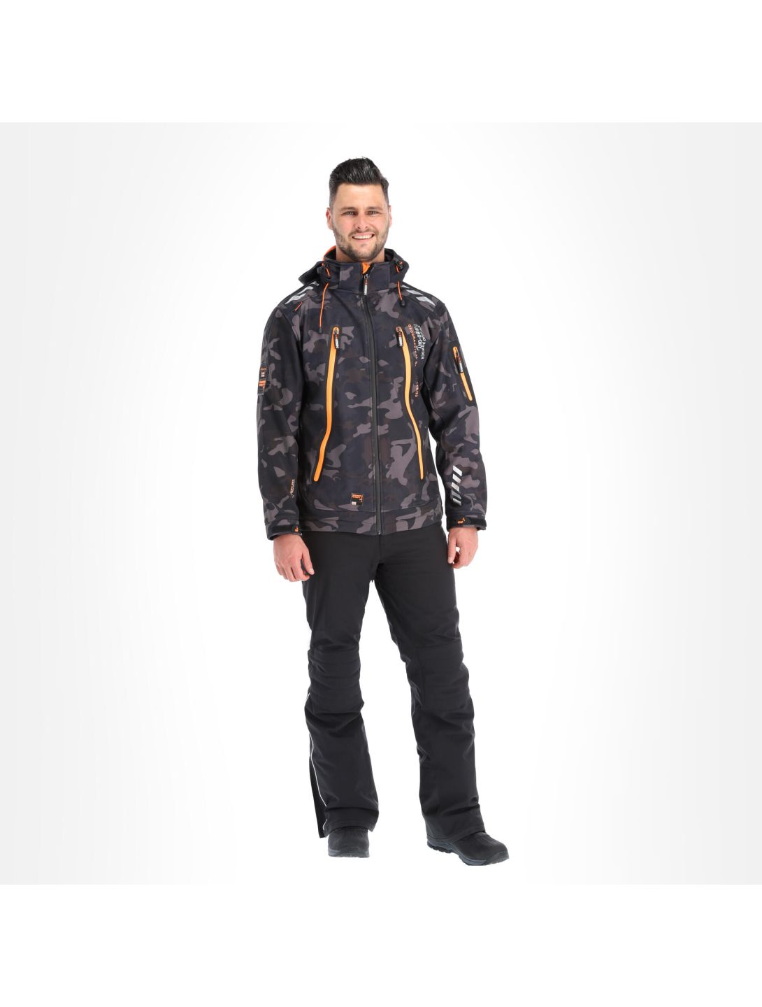 Geographical Norway, Torry Camo 007 softshell ski-jas heren oranje, zwart 