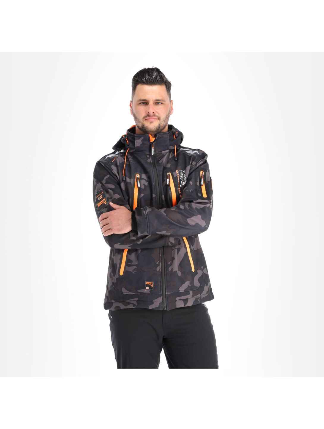 Geographical Norway, Torry Camo 007 softshell ski-jas heren oranje, zwart 