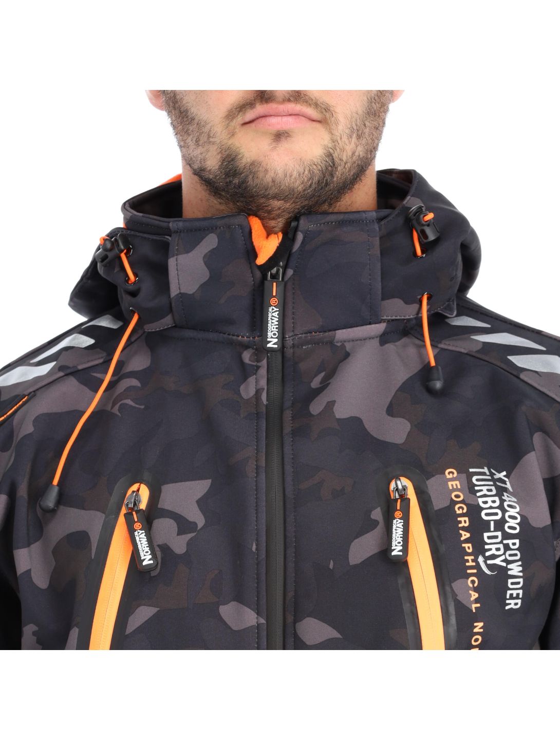 Geographical Norway, Torry Camo 007 softshell ski-jas heren oranje, zwart 