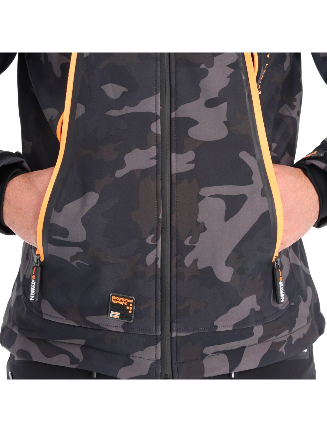 Geographical Norway, Torry Camo 007 softshell ski-jas heren oranje, zwart 