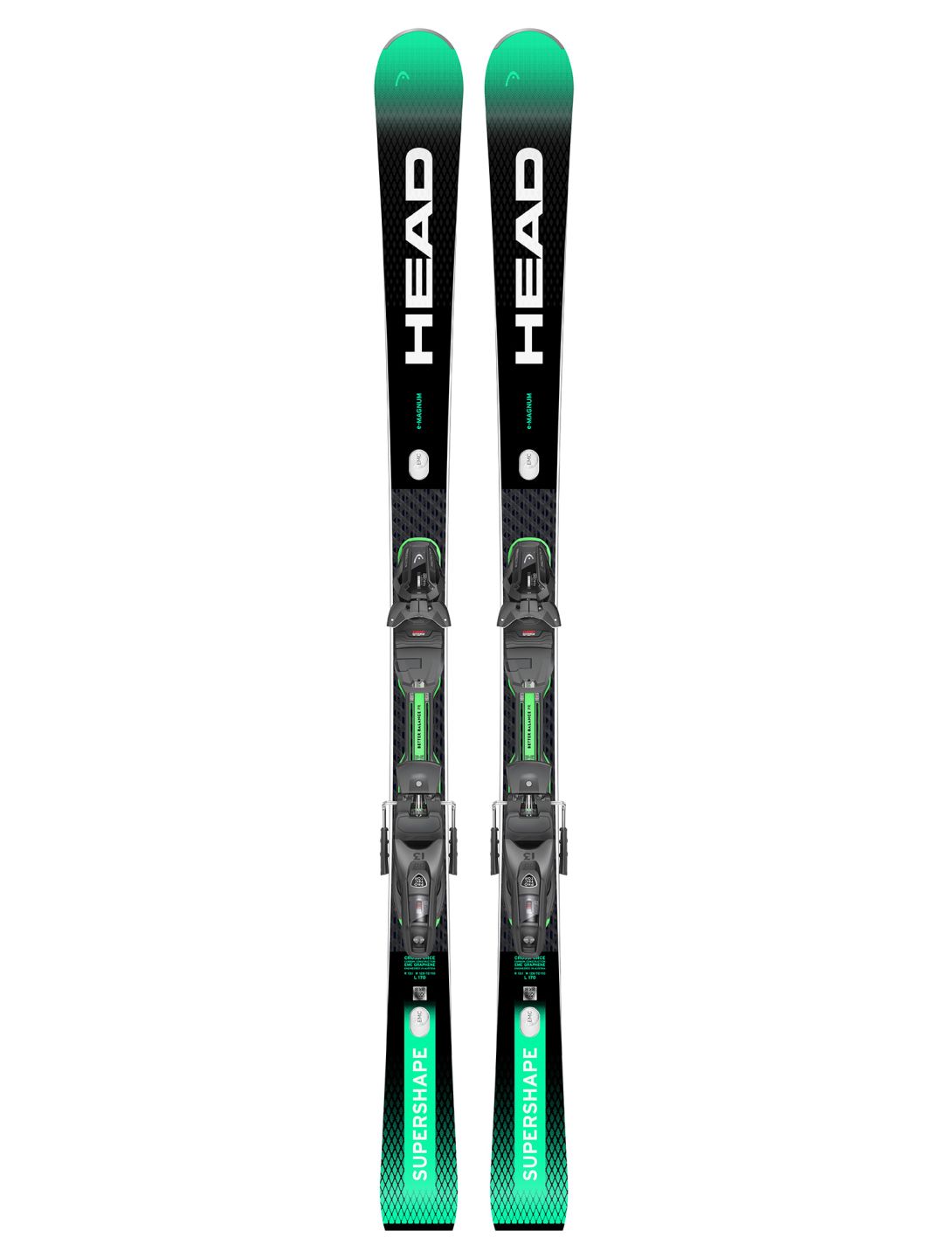 Head, Supershape e-Magnum SW + Protector PR 13 GW ski's unisex Green 