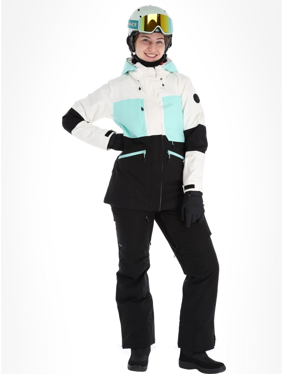 Icepeak, Curran AA Jas gevoerd dames Powder Wit, Zwart 