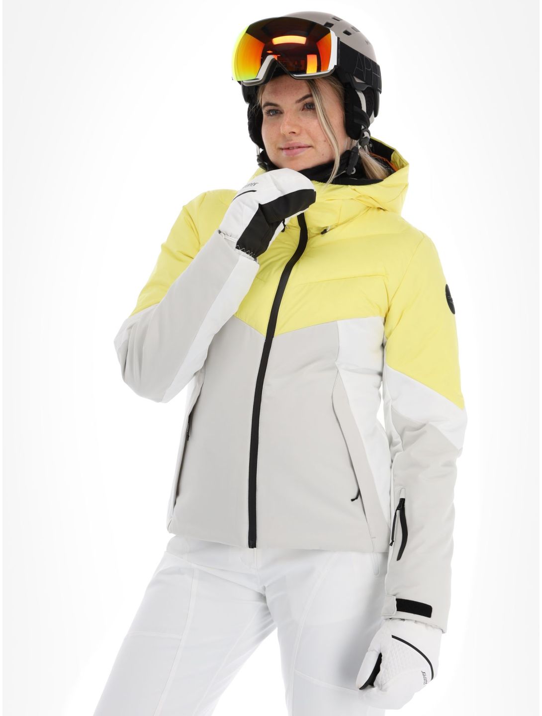 Icepeak, Eleele AA Jas gevoerd dames Light Yellow Geel, Grijs, Wit 