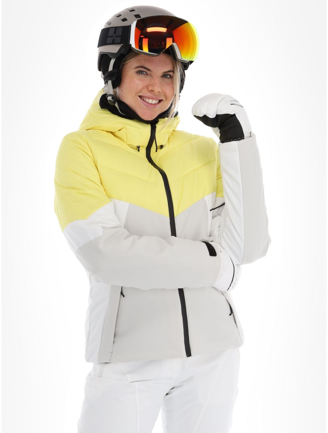 Icepeak, Eleele AA Jas gevoerd dames Light Yellow Geel, Grijs, Wit 