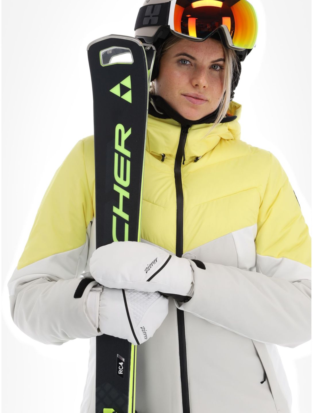 Icepeak, Eleele AA Jas gevoerd dames Light Yellow Geel, Grijs, Wit 