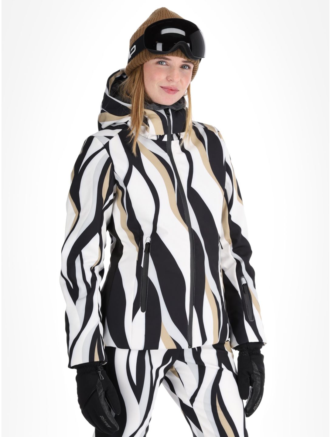 Icepeak, Estancia AA Jas gevoerd dames Black White Wit, Zwart 