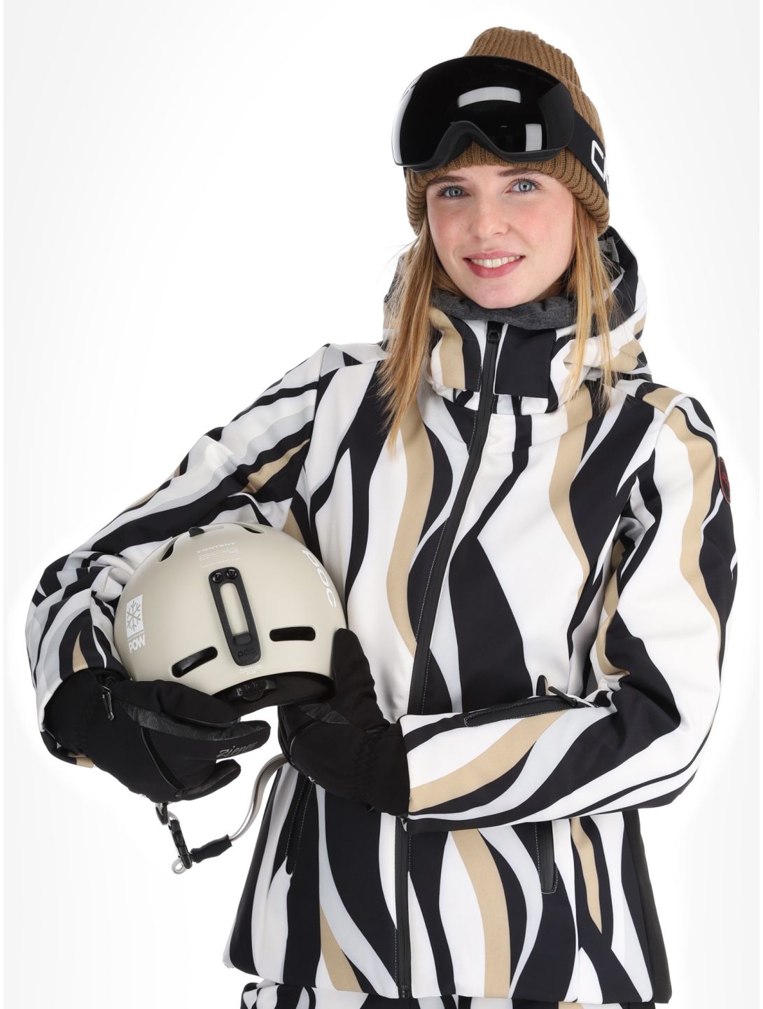 Icepeak, Estancia AA Jas gevoerd dames Black White Wit, Zwart 