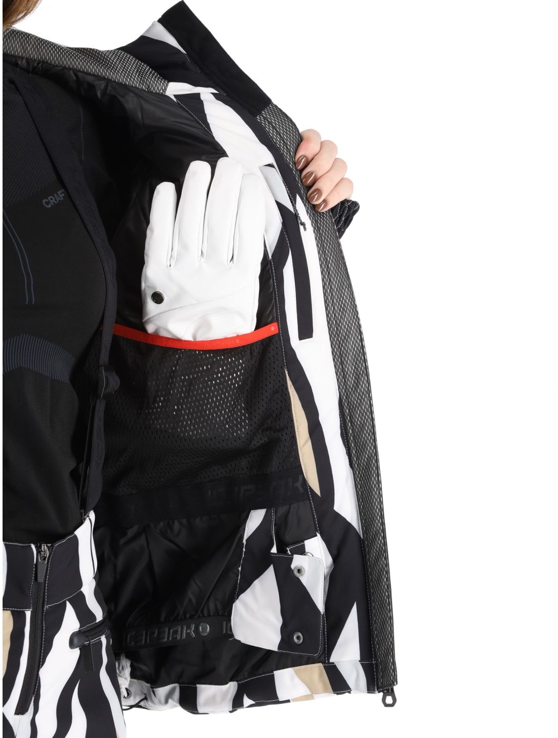 Icepeak, Estancia AA Jas gevoerd dames Black White Wit, Zwart 