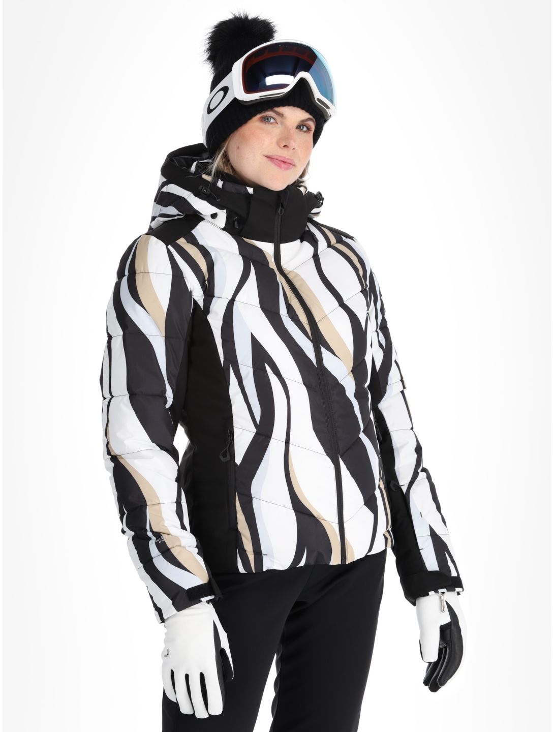 Icepeak, Flippin AA Jas gevoerd dames Black White Wit, Zwart 