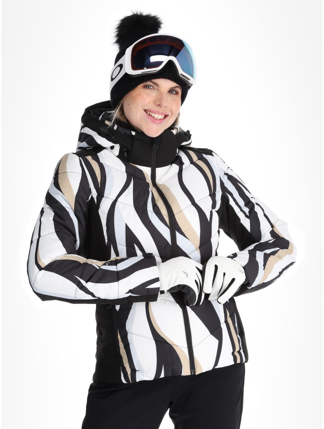 Icepeak, Flippin AA Jas gevoerd dames Black White Wit, Zwart 