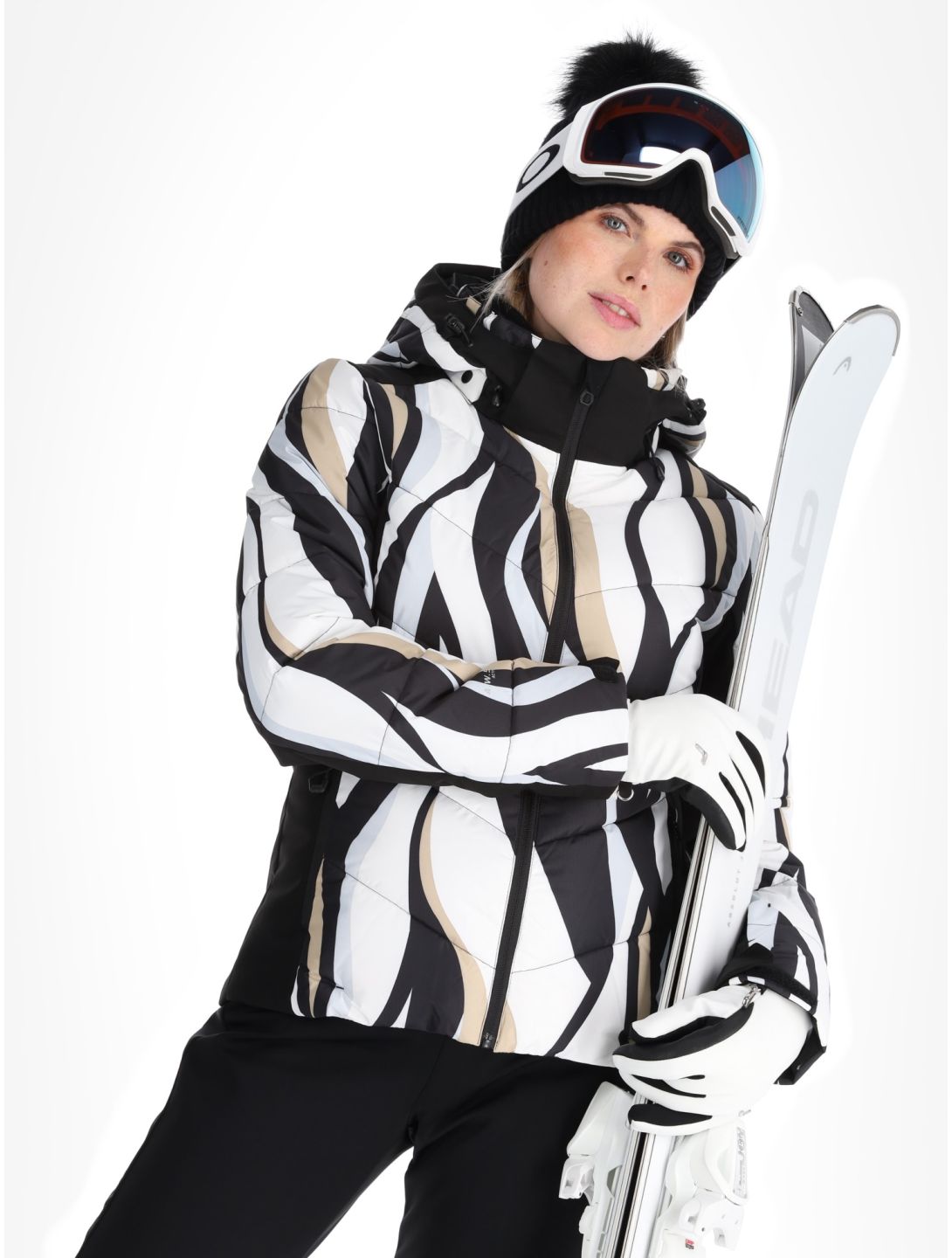 Icepeak, Flippin AA Jas gevoerd dames Black White Wit, Zwart 