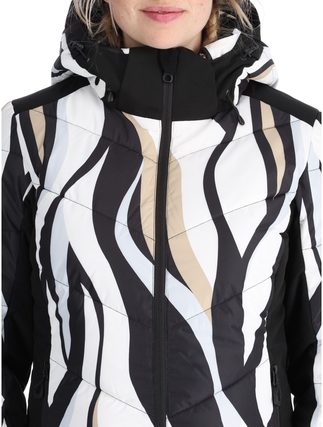 Icepeak, Flippin AA Jas gevoerd dames Black White Wit, Zwart 