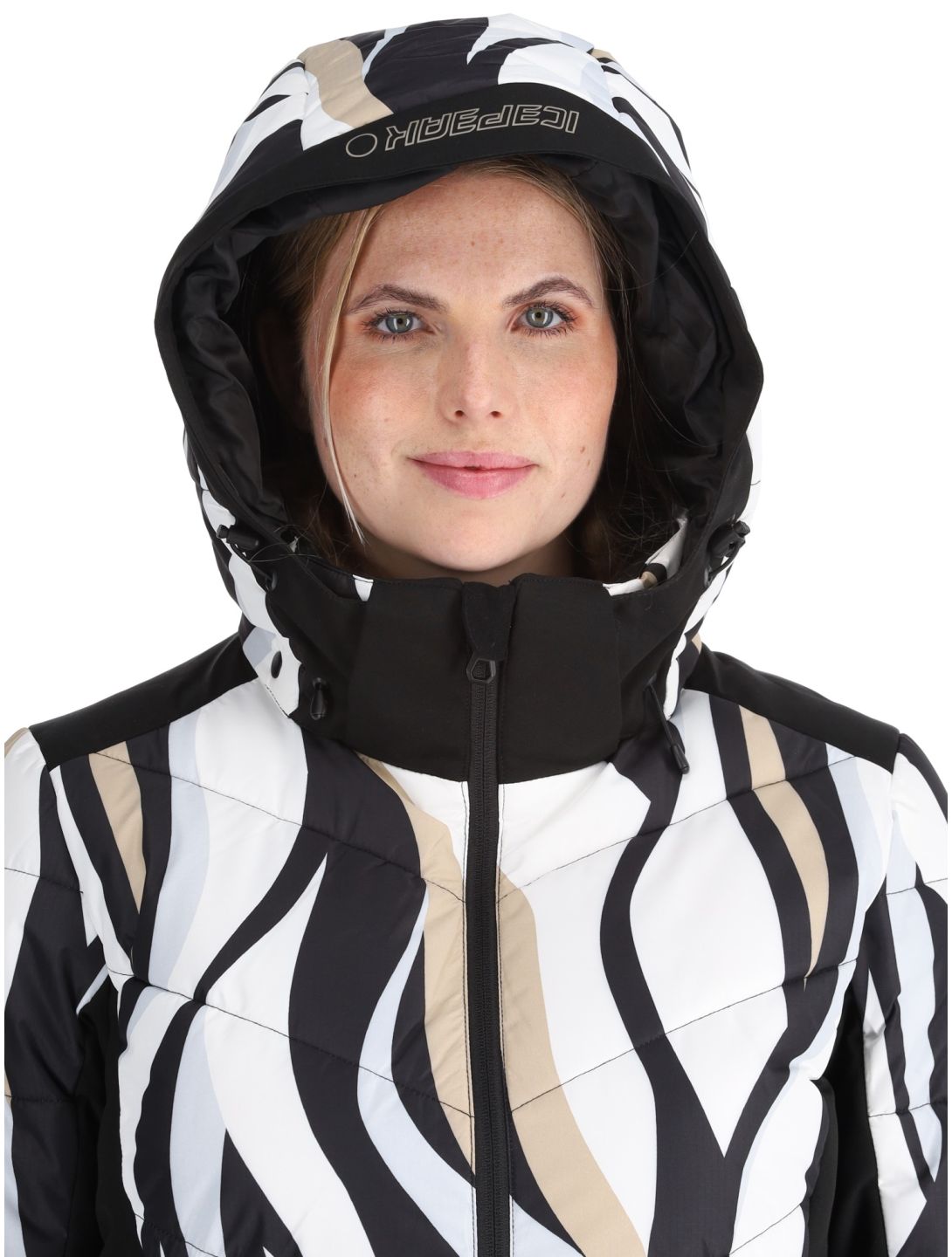 Icepeak, Flippin AA Jas gevoerd dames Black White Wit, Zwart 