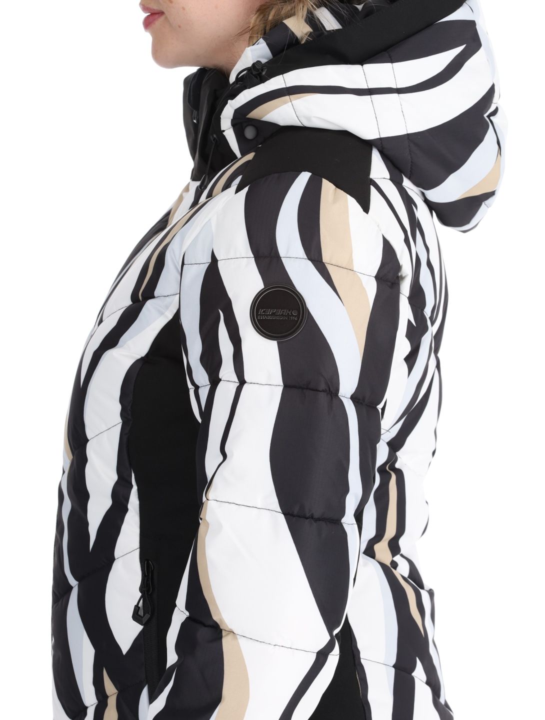 Icepeak, Flippin AA Jas gevoerd dames Black White Wit, Zwart 