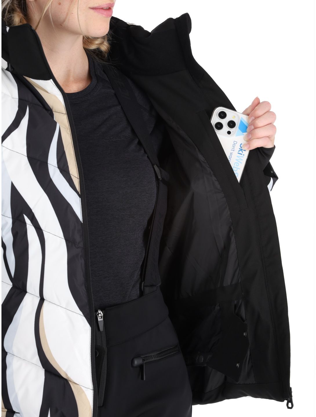 Icepeak, Flippin AA Jas gevoerd dames Black White Wit, Zwart 