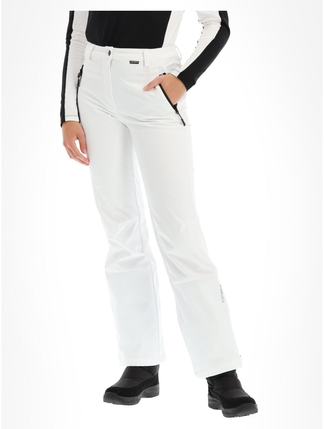 Icepeak, Frechen softshell ski pants short model women optical white