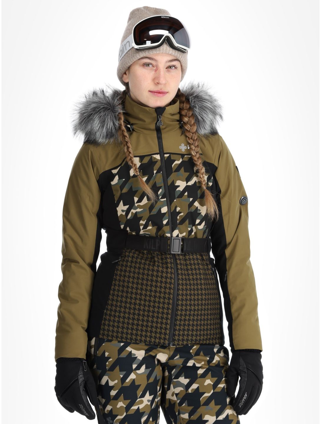 Kilpi, Clair ski-jas verwarmd model dames Khaki groen, zwart 