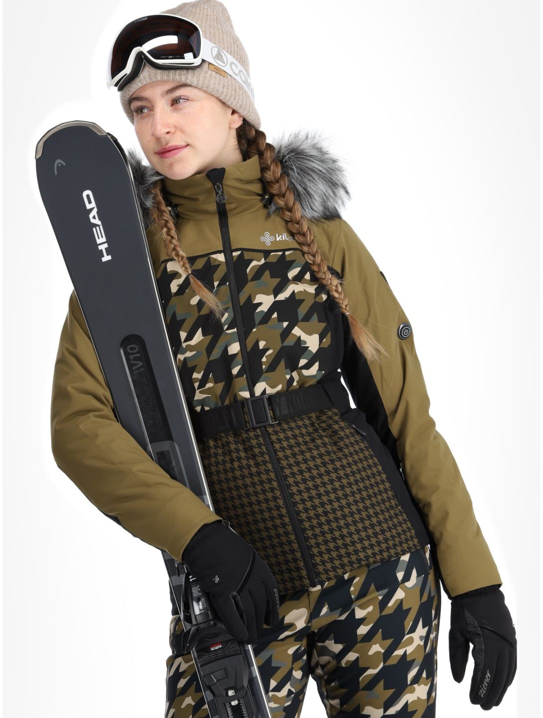 Kilpi, Clair ski-jas verwarmd model dames Khaki groen, zwart 