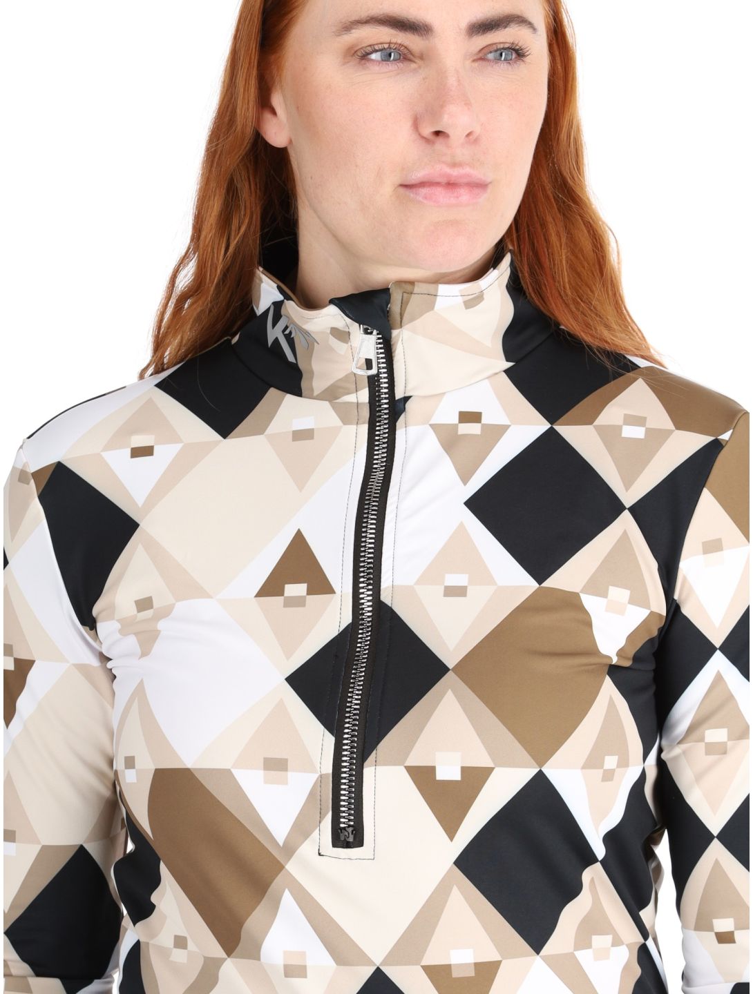 Kou Sportswear, Pully GA Ski pully dames Black / Beige Beige, Zwart 