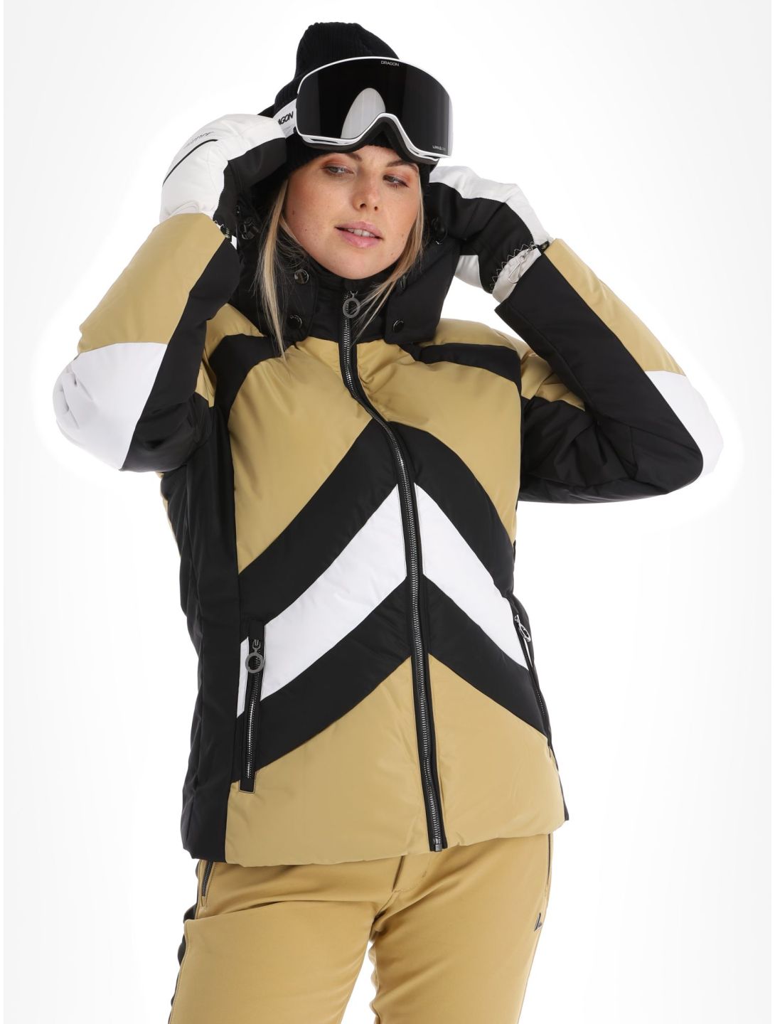 Luhta, Saivaara ski-jas dames Cafe Au Lait beige, wit, zwart 