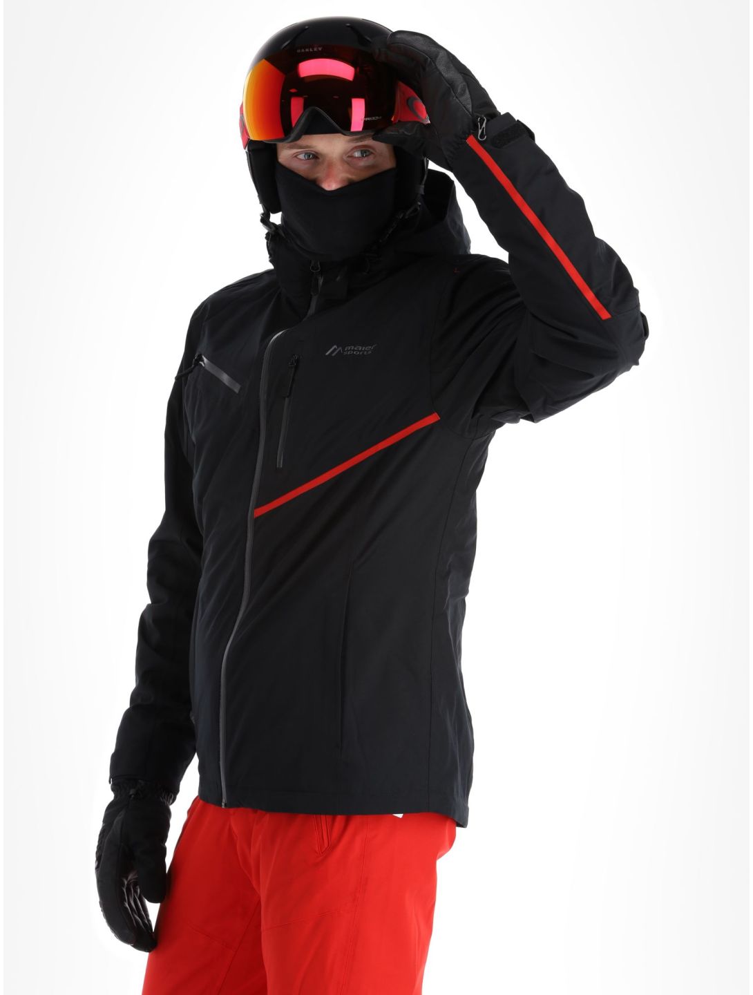 Maier Sports, Isidro ski-jas heren Black / Salsa rood, zwart 