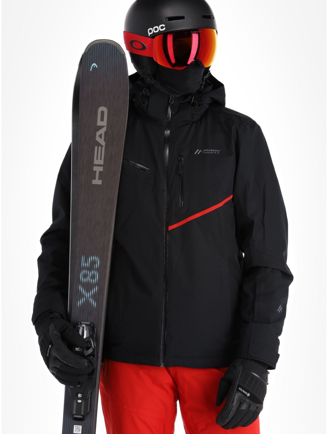 Maier Sports, Isidro ski-jas heren Black / Salsa rood, zwart 