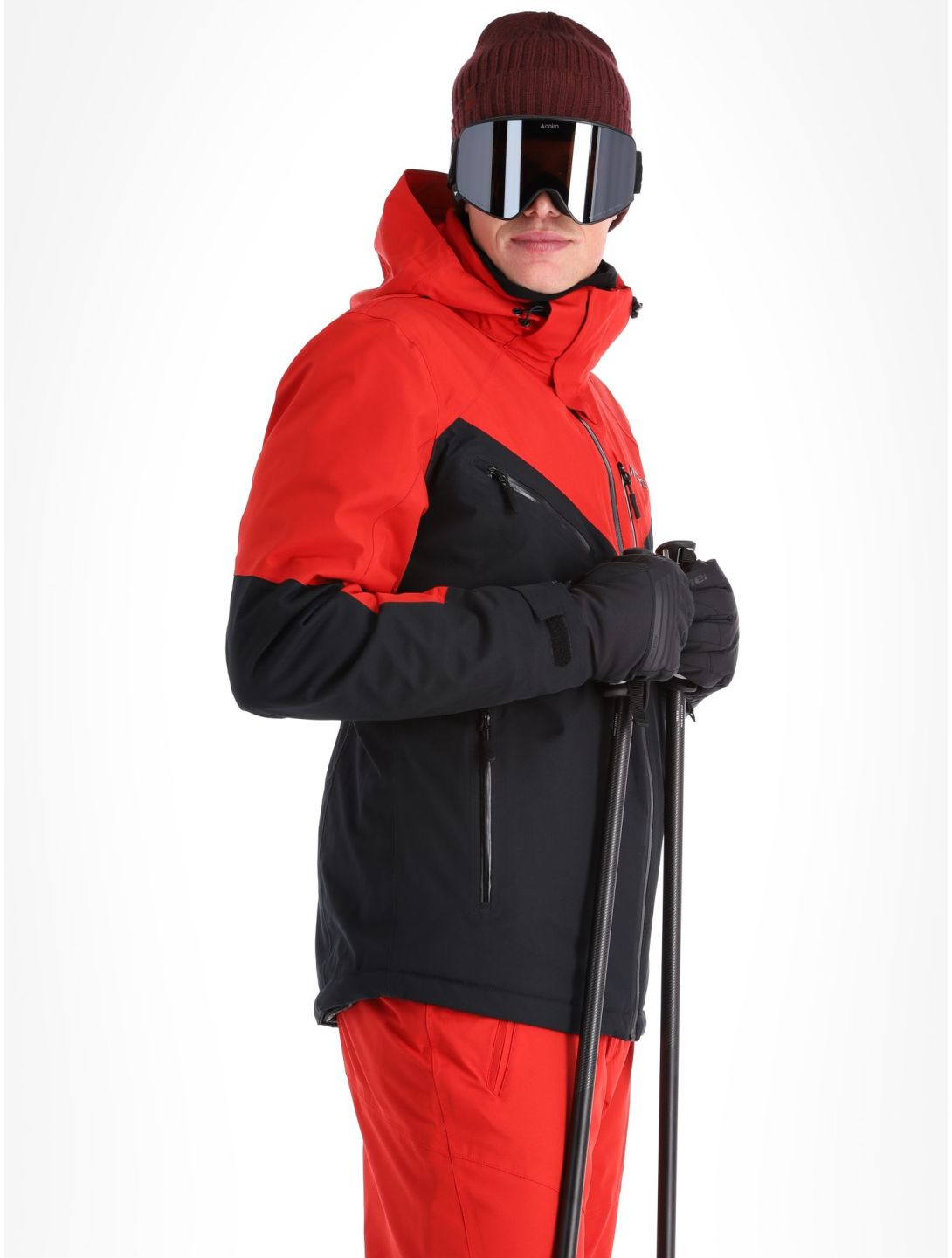 Maier Sports, Pajares ski-jas heren Black / Salsa rood, zwart 